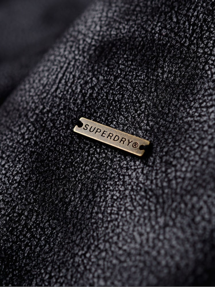 Superdry Black Faux Shearling Aviator Jacket - Image 10 of 10