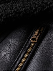 Superdry Black Faux Shearling Aviator Jacket - Image 12 of 12