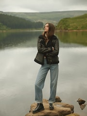 Superdry Black Faux Shearling Aviator Jacket - Image 1 of 10