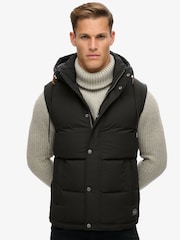 Superdry Jet Black Everest Hooded Puffer Gilet - Image 1 of 11