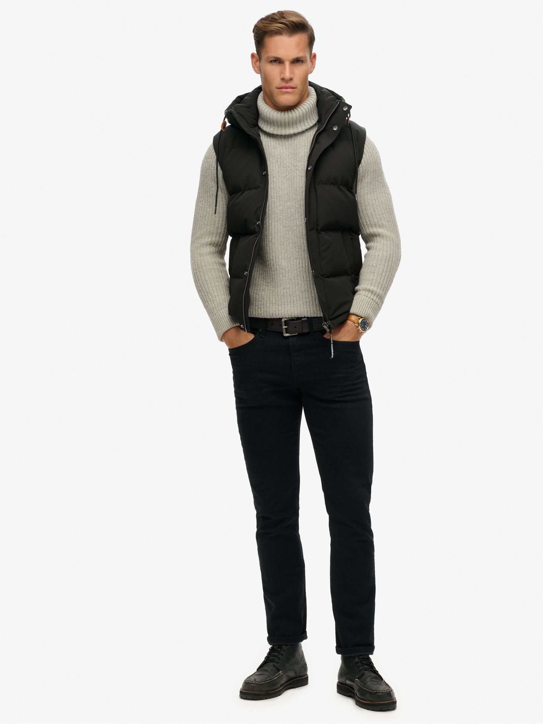 Buy Superdry Jet Black Everest Hooded Puffer Gilet from Next USA