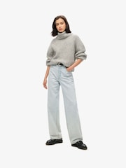 Superdry Heather Grey Twist Brushed Rib Slouch Nk Jumper - Image 3 of 5