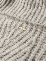 Superdry Heather Grey Twist Brushed Rib Slouch Nk Jumper - Image 4 of 5