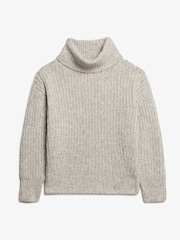 Superdry Heather Grey Twist Brushed Rib Slouch Nk Jumper - Image 5 of 5