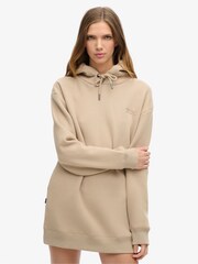 Superdry Cobblestone Grey Essential Hooded Sweat Dress - Image 1 of 4