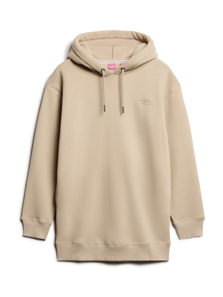 Superdry Cobblestone Grey Essential Hooded Sweat Dress - Image 4 of 4