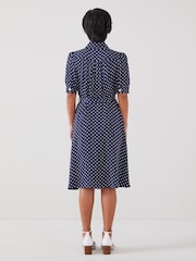 LK Bennett Navy Blue/Cream Valerie Petite Shirt Dress - Image 2 of 4