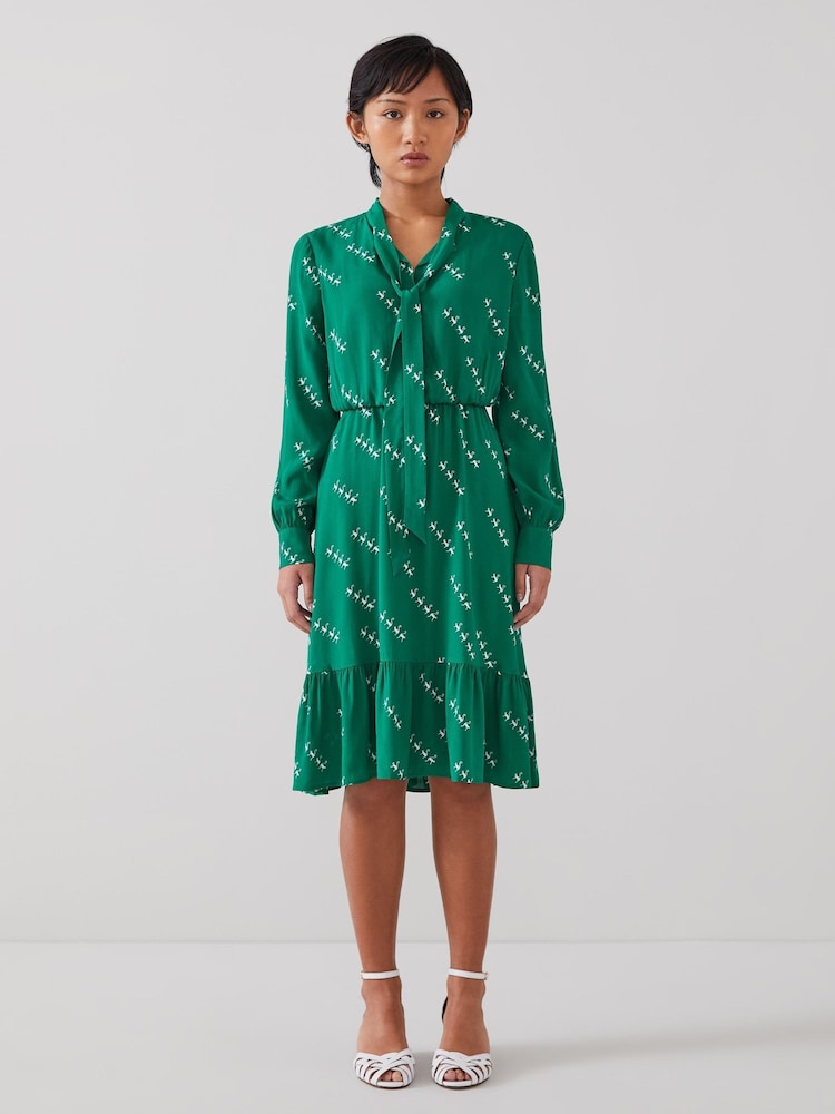 LK Bennett Green Valerie Petite Modernist Print Shirt Dress - Image 1 of 4