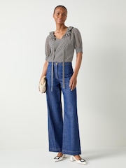 LK Bennett Black Polka Dot Coco Ruffle Blouse - Image 1 of 3