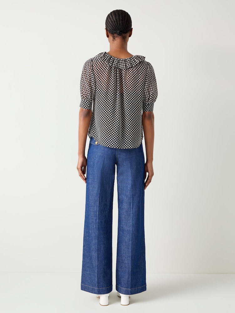 LK Bennett Black Polka Dot Coco Ruffle Blouse - Image 2 of 3