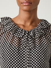 LK Bennett Black Polka Dot Coco Ruffle Blouse - Image 3 of 3