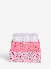 Cath Kidston Set of 3 Pink Floral Storage Boxes - Image 4 of 7