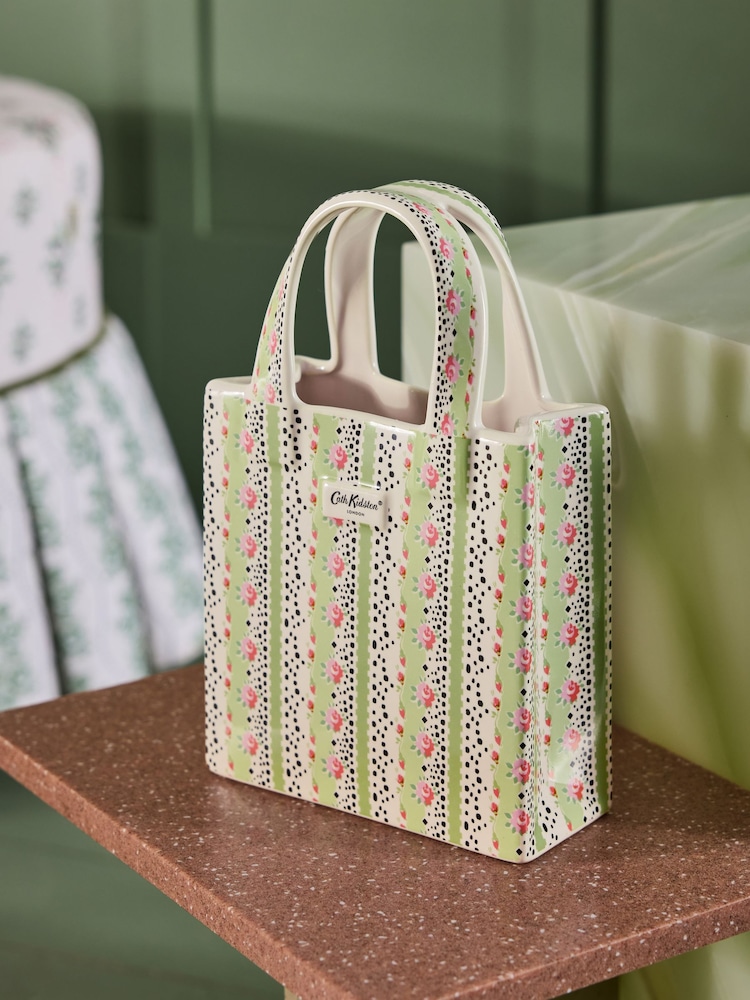 Cath Kidston Cream/Pink/Green Hand Bag Vase - Image 2 of 4