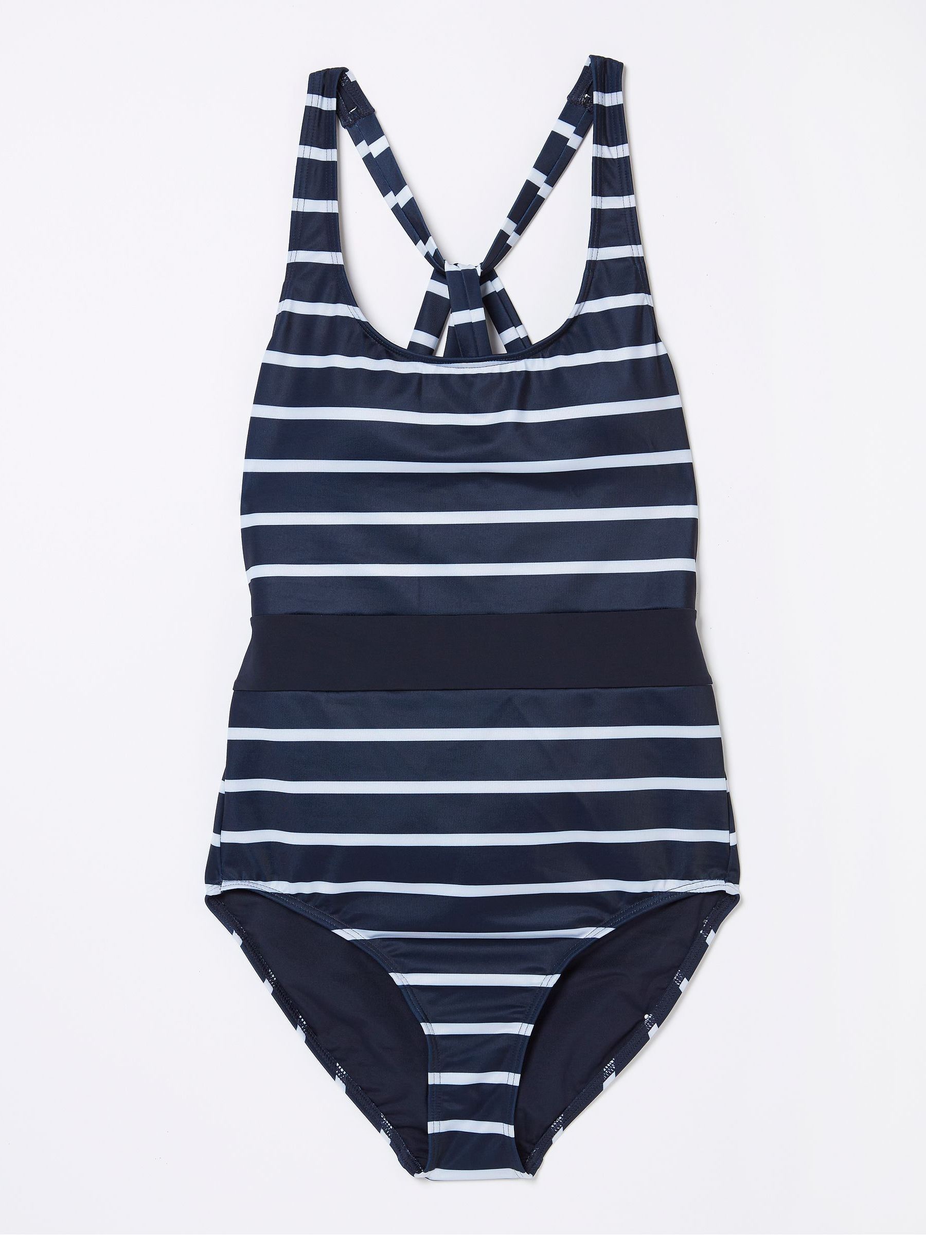 Fat Face Fatface Blue Tummy Control Breton Swimsuit
