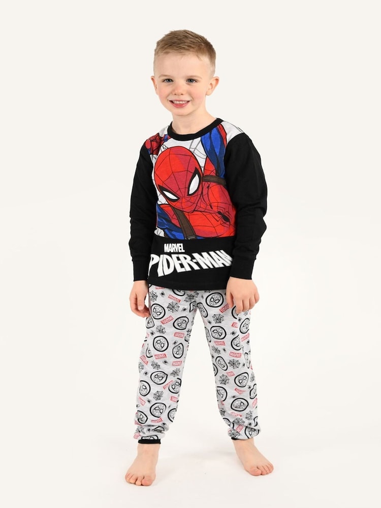 Brand Threads Grey Spiderman Boys 100% Cotton Pyjama Set - Image 1 of 4