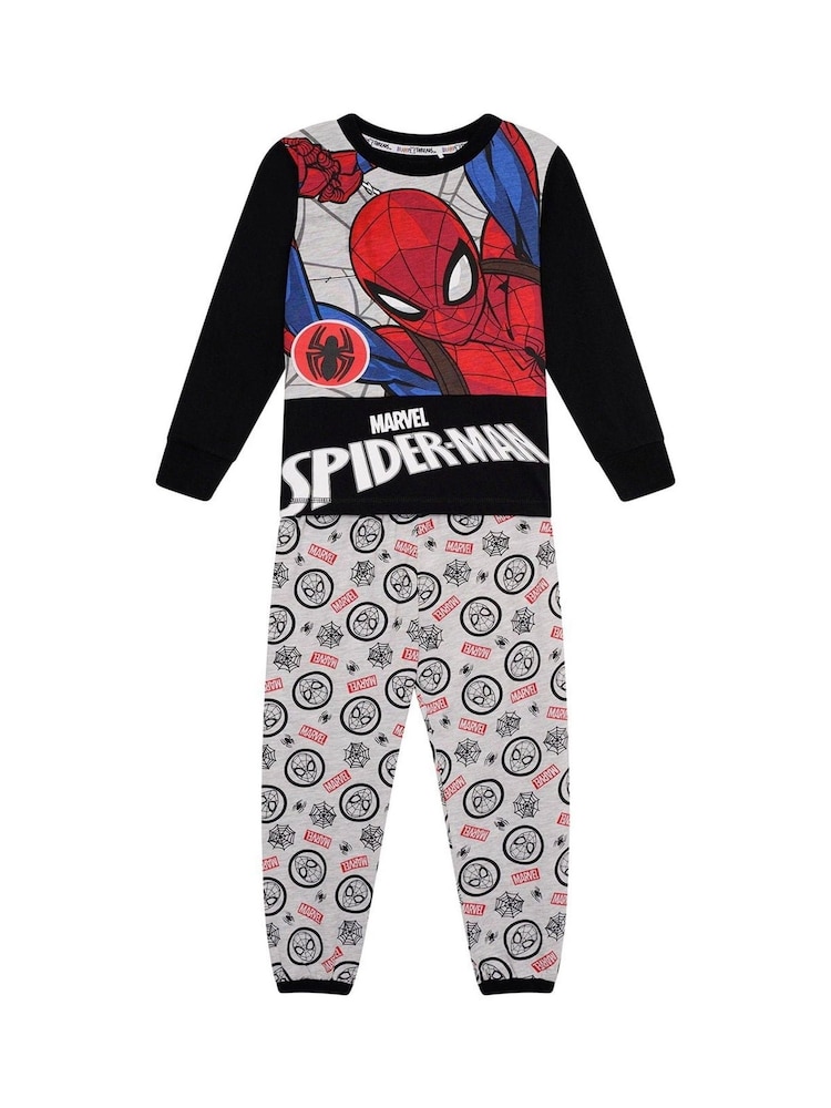 Brand Threads Grey Spiderman Boys 100% Cotton Pyjama Set - Image 4 of 4
