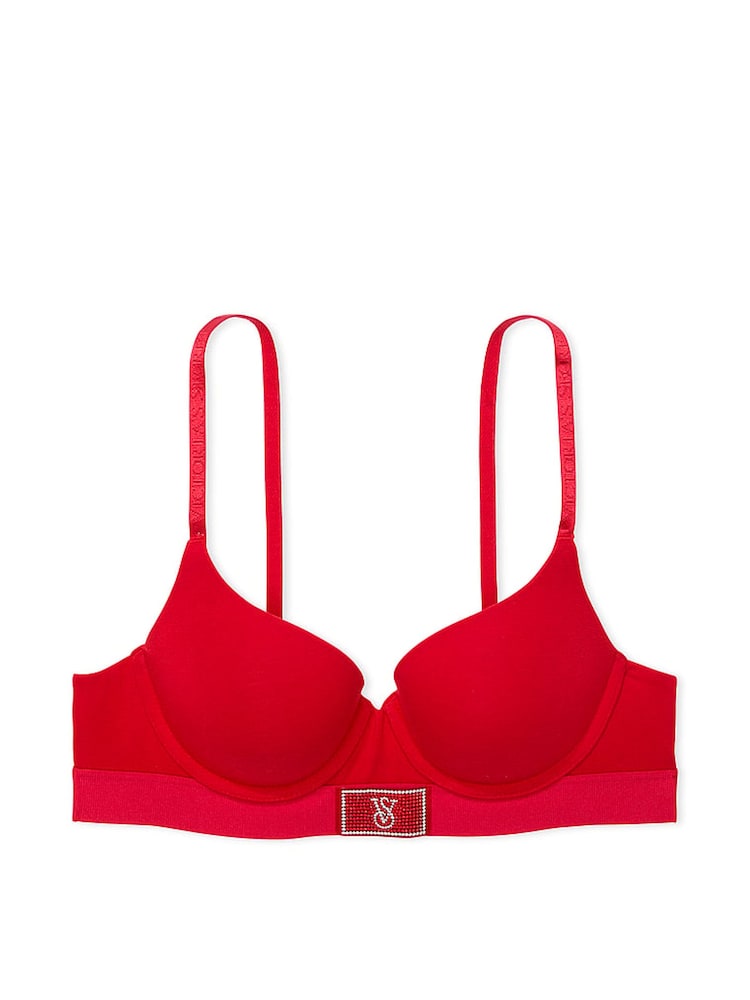 Victoria's Secret Lipstick Red Push Up Shine Patch Bra - Image 4 of 4