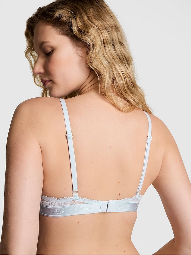 Victoria's Secret PINK Hydrangea Blue Diamante Plunge Lace Bra - Image 2 of 3 Victoria's Secret PINK Hydrangea Blue Diamante Plunge Lace Bra - Image 2 of 3