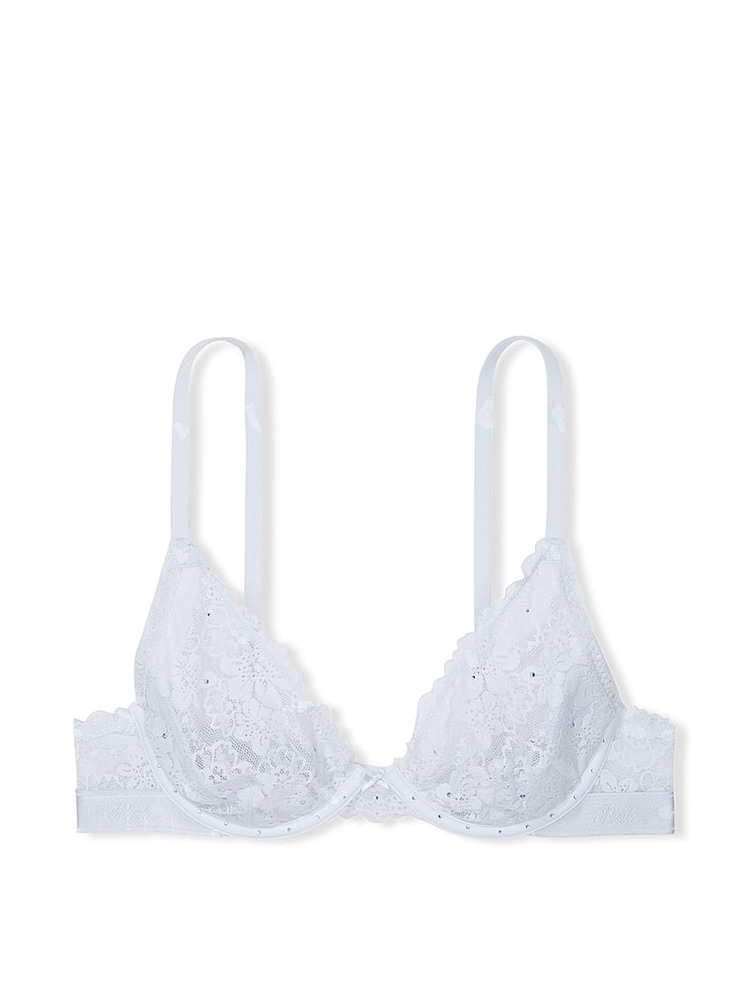 Victoria's Secret PINK Hydrangea Blue Diamante Plunge Lace Bra - Image 3 of 3