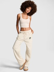 Victoria's Secret PINK White Shell Straight Leg Fleece Joggers - Image 1 of 3