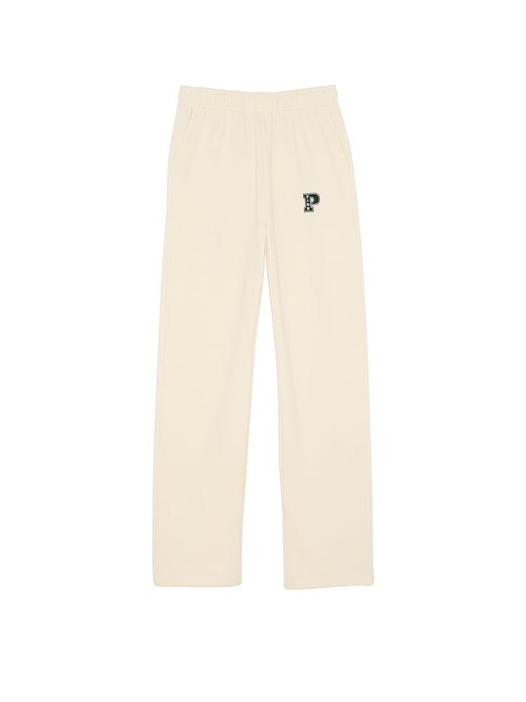 Victoria's Secret PINK White Shell Straight Leg Fleece Joggers - Image 3 of 3