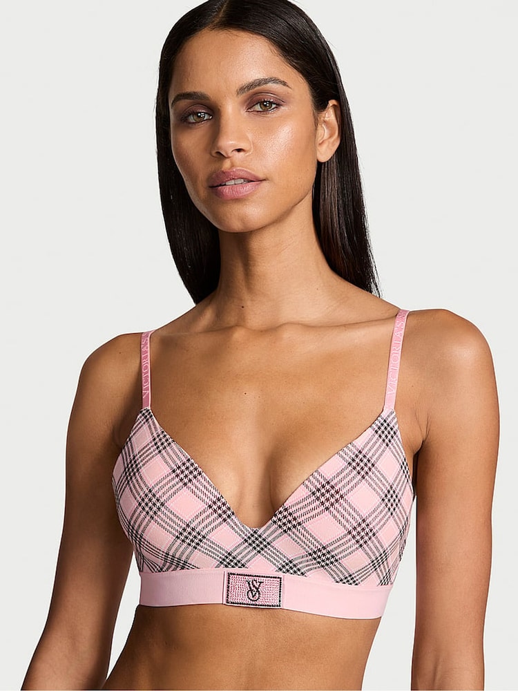 Victoria's Secret Pink Plaid Non Wired Lightly Lined Shine Patch Bra - Image 1 of 3