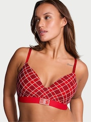 Victoria's Secret Lipstick Plaid Red Non Wired Lightly Lined Shine Patch Bra - Image 1 of 3