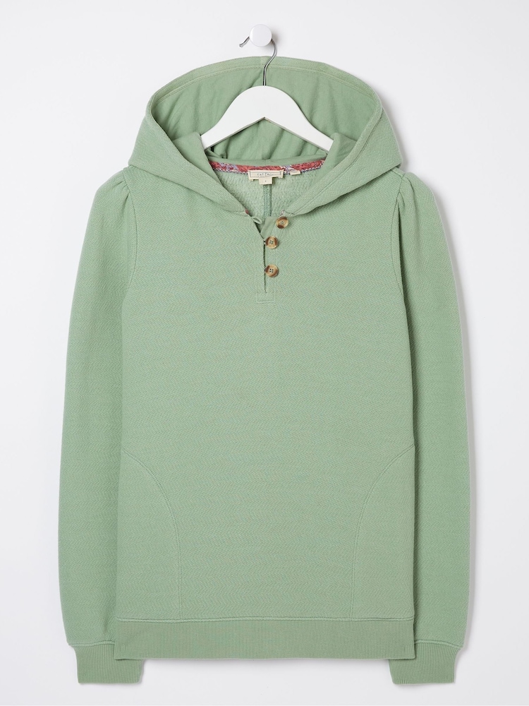 FatFace Edie Green Textured Overhead Hoodie - Image 1 of 1