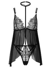 Ann Summers Black Loveable Touch Sheer Babydoll Set - Image 4 of 4
