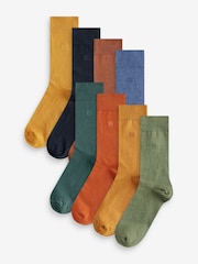 Blue/Orange/Green 8 Pack Embroidered Lasting Fresh Socks - Image 1 of 11