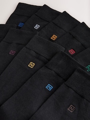 Black 10 Pack Embroidered Lasting Fresh Socks - Image 13 of 14