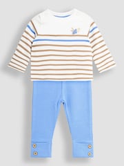 JoJo Maman Bébé Blue Jersey Top And Rib Legging Set - Image 1 of 5
