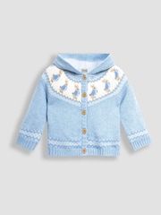 JoJo Maman Bébé Blue Baby Peter Rabbit Cosy Hooded Cardigan - Image 1 of 3