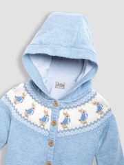 JoJo Maman Bébé Blue Baby Peter Rabbit Cosy Hooded Cardigan - Image 3 of 3