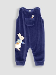 JoJo Maman Bébé Navy Velour Dungarees & Top Set - Image 2 of 10