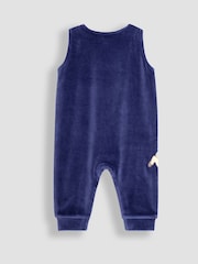 JoJo Maman Bébé Navy Velour Dungarees & Top Set - Image 3 of 10