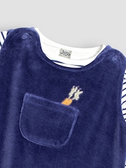 JoJo Maman Bébé Navy Velour Dungarees & Top Set - Image 7 of 10