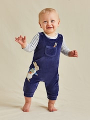 JoJo Maman Bébé Navy Velour Dungarees & Top Set - Image 9 of 10