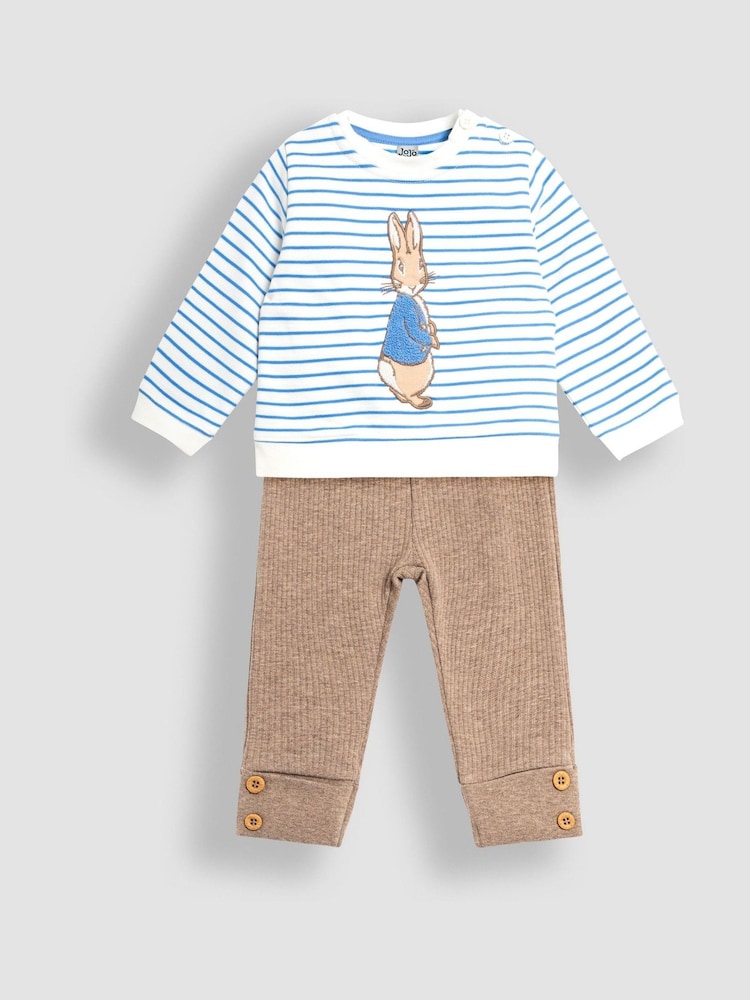 JoJo Maman Bébé Blue Sweatshirt & Rib Leggings Set - Image 1 of 6