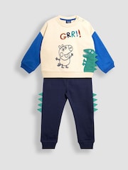 JoJo Maman Bébé Navy Peppa Pig Appliqué Sweatshirt & Joggers Set - Image 1 of 8