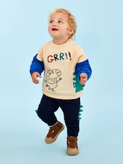 JoJo Maman Bébé Navy Peppa Pig Appliqué Sweatshirt & Joggers Set - Image 7 of 8