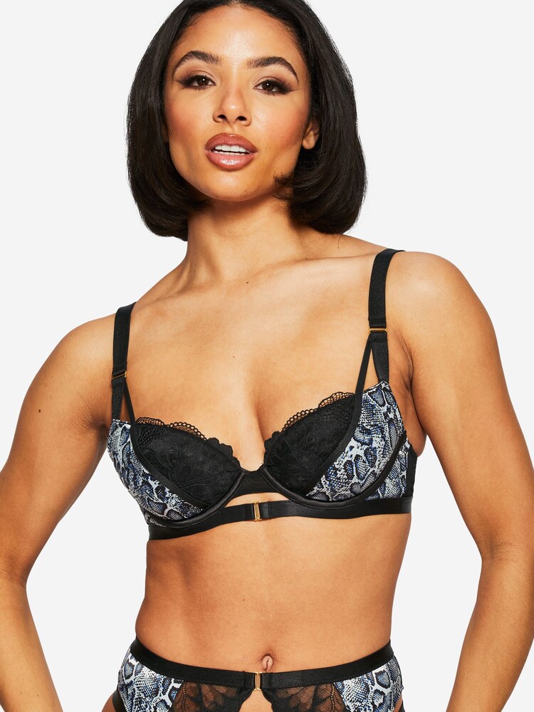 Ann Summers Grey Animal Rapturous Padded Plunge Bra - Image 1 of 5