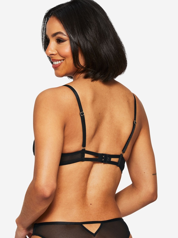 Ann Summers Black Elated Floral Lace Non Pad Plunge Bra - Image 2 of 5