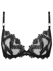 Ann Summers Black Elated Floral Lace Non Pad Plunge Bra - Image 5 of 5