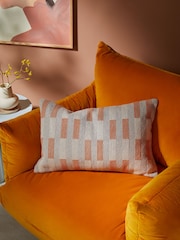 MADE.COM Orange Textured Woven Blake Cotton Geo Cushion - Image 1 of 3