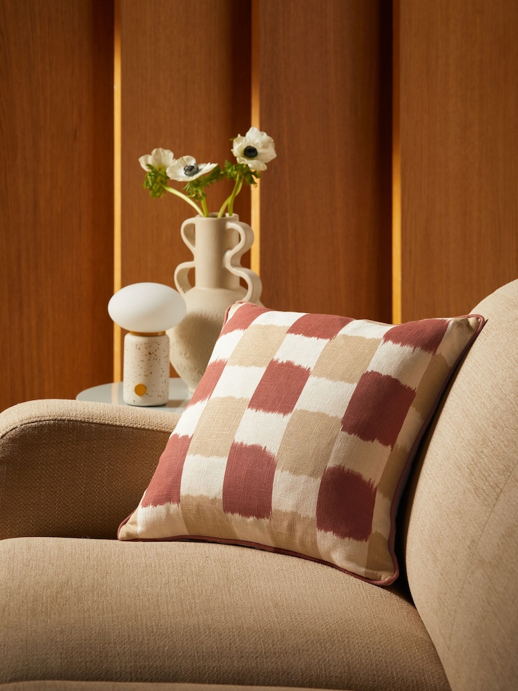 MADE.COM Red 100% Cotton Desi Geo Cushion - Image 1 of 4