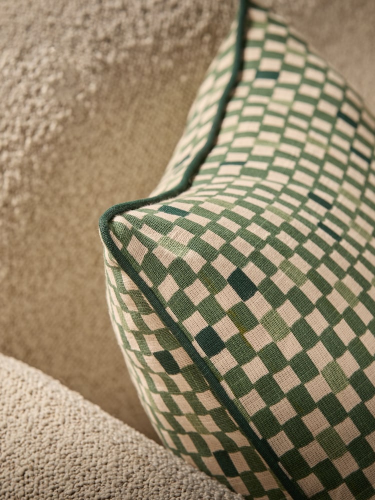 MADE.COM Green 100% Cotton Desi Geo Cushion - Image 2 of 4
