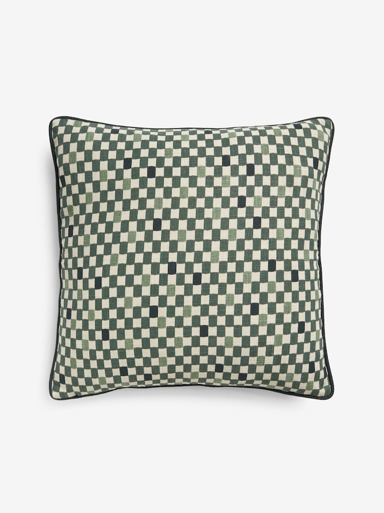 MADE.COM Green 100% Cotton Desi Geo Cushion - Image 4 of 4