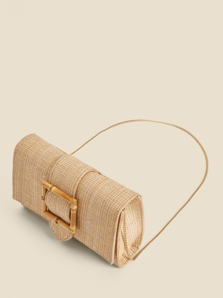 Sosandar Raffia Bamboo Clasp Detail Clutch Bag - Bild 3 von 3