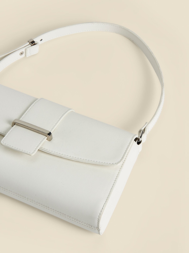 Sosandar White Clasp Detail Shoulder Bag - Image 4 of 4 Sosandar White Clasp Detail Shoulder Bag - Image 4 of 4